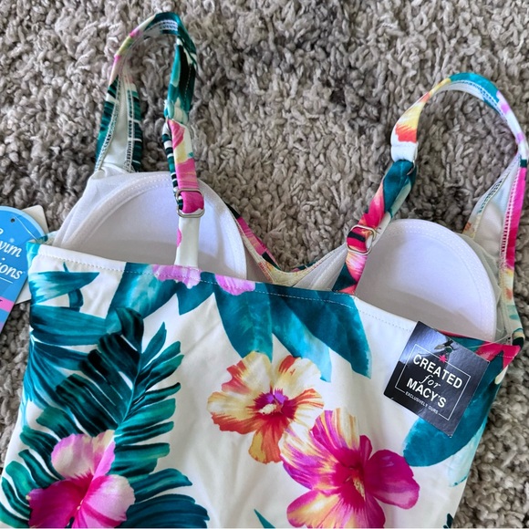 Swim Solutions One Piece Swimsuit size 8 NWT Created for Macy’s floral pattern - Picture 4 of 6